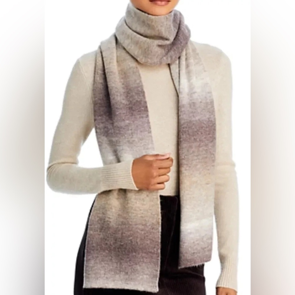 AQUA Scarf Women's Space Dye Ombre Long Rectangle Knit Brown Neutral